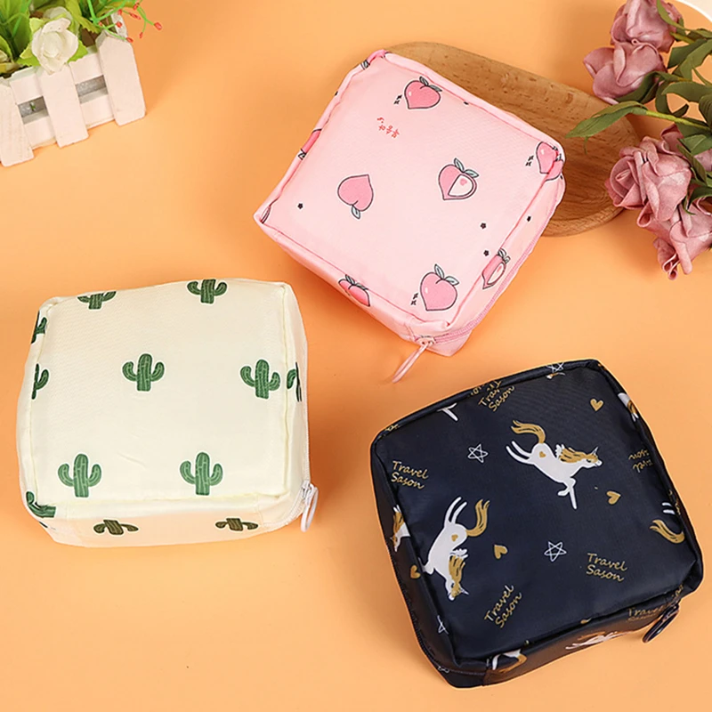 Women Sanitary Napkin Tampon Storage Bag Cute Sanitary Pad Pouches Portable Makeup Lipstick Key Earphone Data Cables Organizer