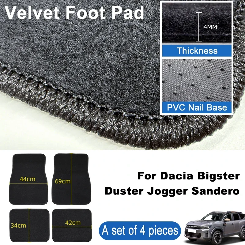 

For Dacia Bigster Duster Jogger Sandero Car Floor Mats Black Non-Slip 4Pcs Front & Rear Foot Mats Carpets Rugs