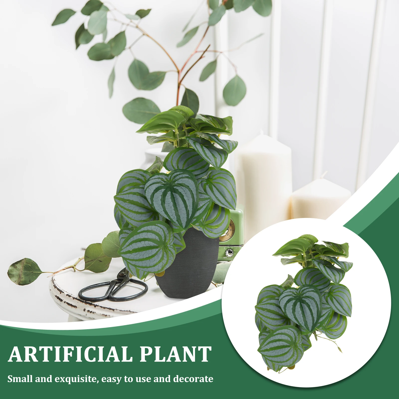 

Imitation Plants Simulation Watermelon Leaves Fake Green Decor Desktop Artificial Indoor Artificial Plant Decor Room
