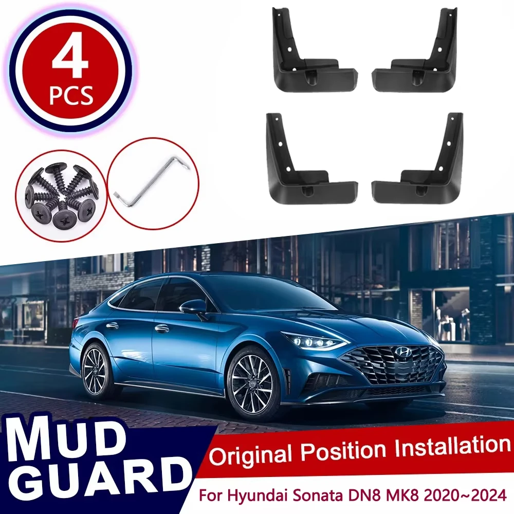 Car Mudguard For Hyundai Sonata DN8 MK8 2020~2024 Antifreeze Fender Splash Guard Blcak Paint Mudflas Auto Accessories