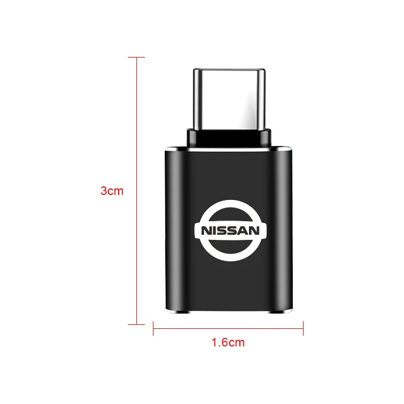 Car Type-C To USB 3.0 Interface Mini Converter Charging Adapter For Nismo Nissan Almera Tiida Juke Teana Qashqai 350Z 370Z GTR