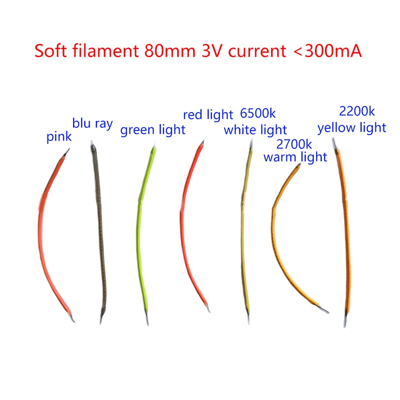 

5PCS FPC 80mm Soft LED Flexible Filament 3V Retro Bulb Filament Lamp Bulb Light Source Accessories LED Lamp Beads Accessories