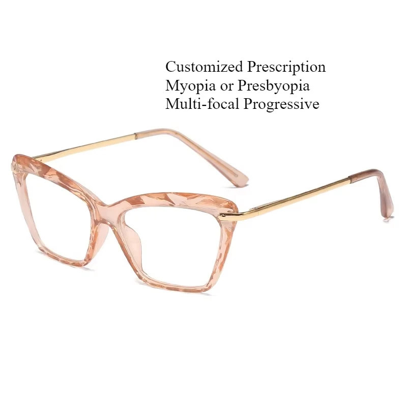 

Customized Prescription Women Frame Photochromic Myopia Reading Glasses Multi-focal Progressive Lens