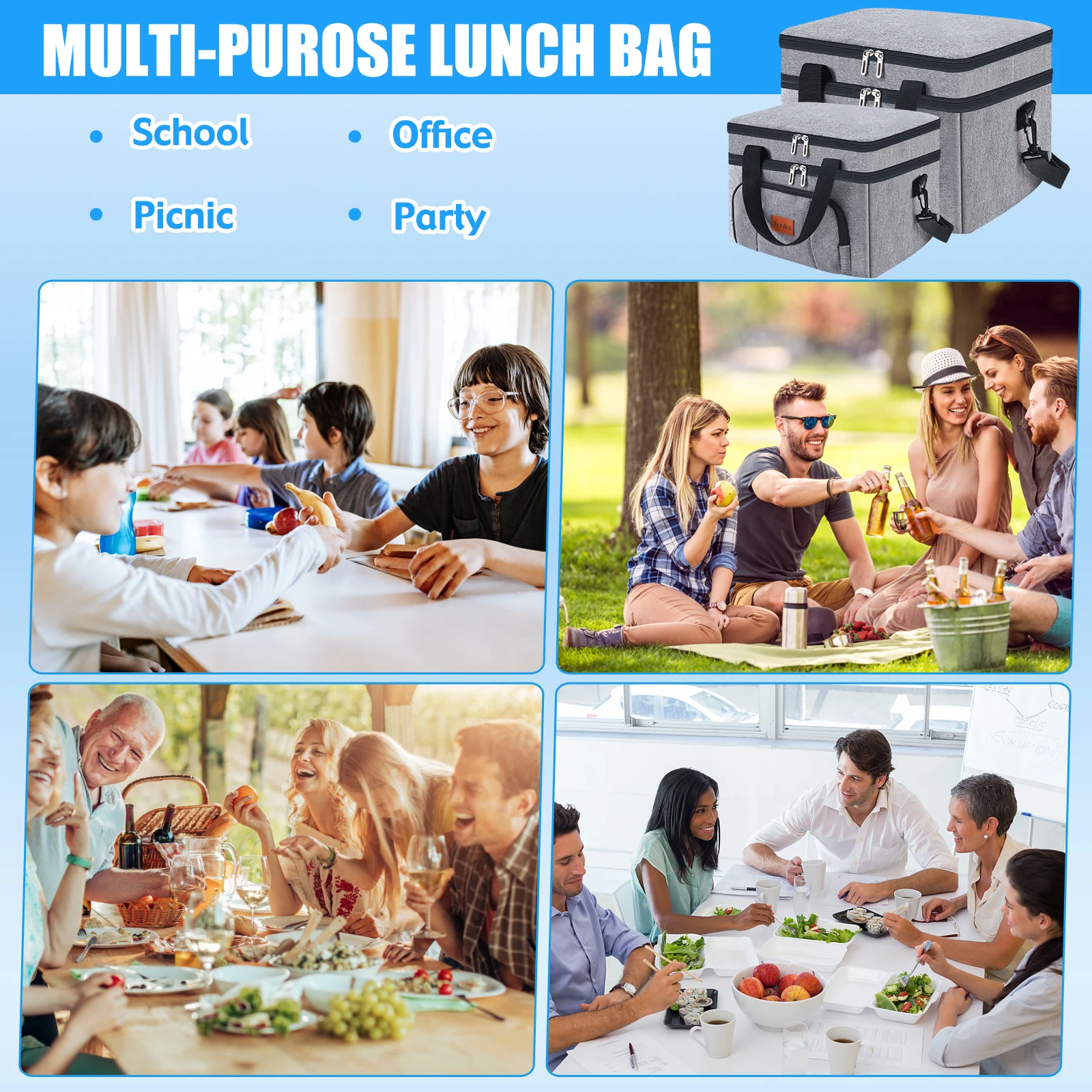 Lunch bag Hot Selling Thickened Insulation Bag Outdoor Picnic Preservation Insulation Ice Bag Waterproof Double Layer Lunch Bag