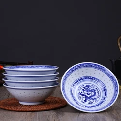 6 Inch Chinese Blue and White Porcelain Ramen Bowl Jingdezhen Ceramic Rice Bowls Vintage Noodle Bowl Tableware Fruit Salad Bowls