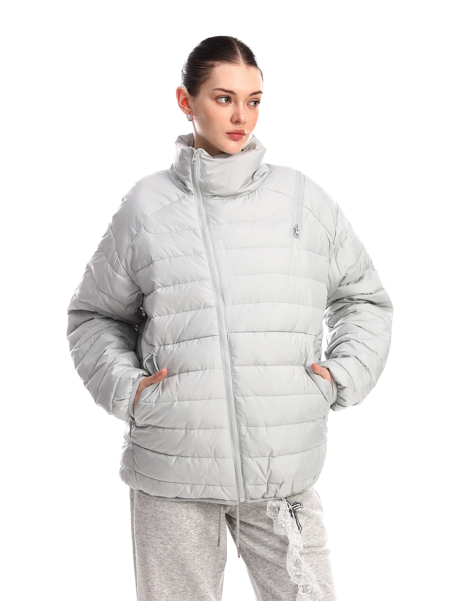 

Biggold Design Lightweight Warm Stand Collar Zipper down Jaet Women's Winter Faionable Cotton Outerwear for Couples