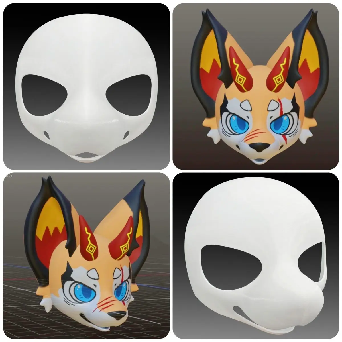 

3D печать, реалистичный стиль, меховой костюм Kemono, повязка на голову, пушистые костюмы для косплея, аксессуары, базовая маска кигуруми для косплея