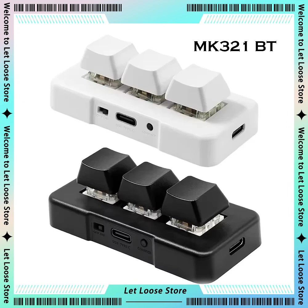 MK321BT 3 Key Mini Keyboard USB Bluetooth Wireless Switch Double Mode Macro Keyboards Custom Office Design Multimedia Keyboard