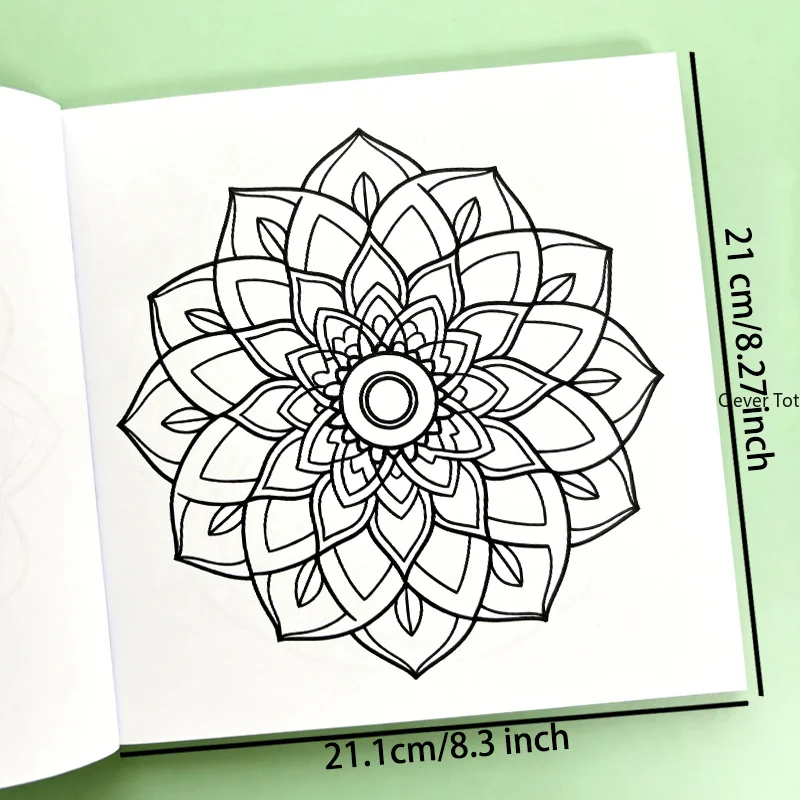 A Lotus Mandala Coloring Album, Symmetrical Flower Black and White Line Manuscript Coloring Edition, Meditation Soothing Stress