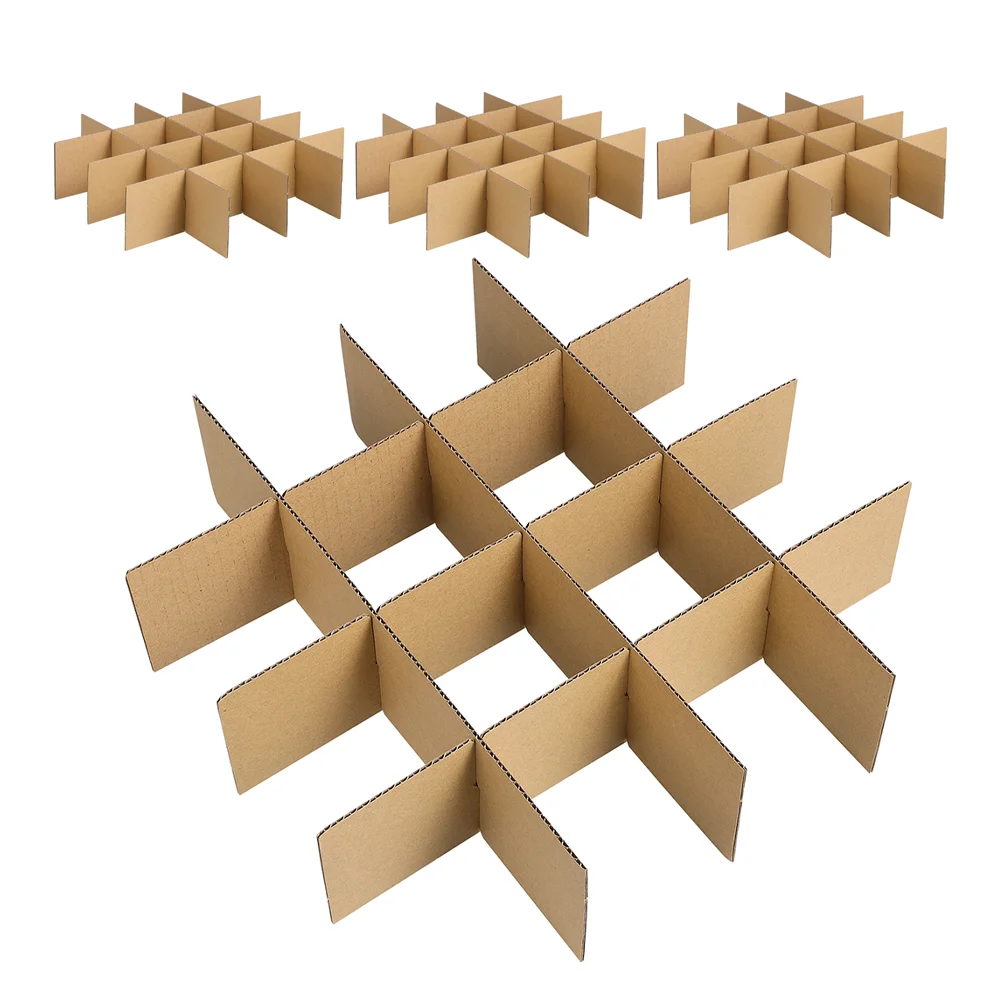 4 Sets Carton Shipping Partitions Cardboard Boxes Plate Dividers Glass Light Brown Corrugated Paper