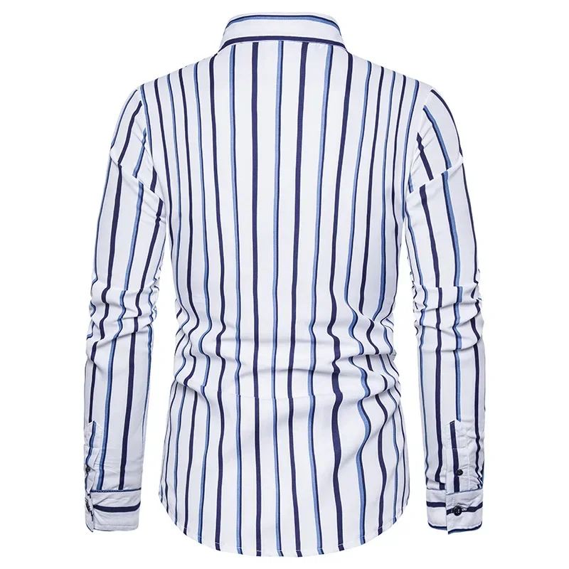 

Mens Shirts Stripe Slim Fit Top