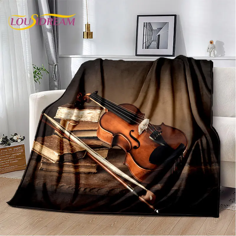 Classical Violin Instrument Music Soft Plush Blanket,Flannel Blanket Throw Blanket for Living Room Bedroom Bed Sofa Picnic Cover