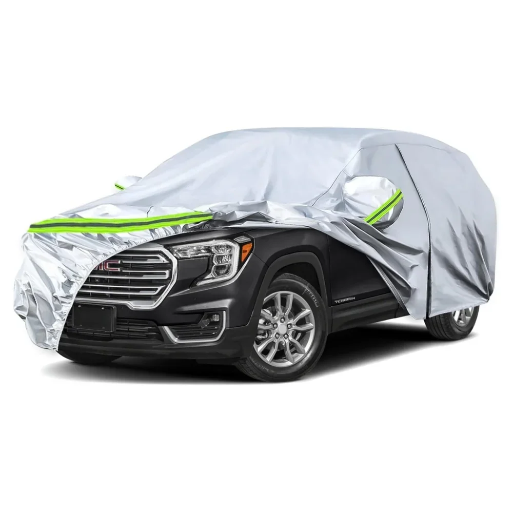 

Чехлы для автомобилей GMC Terrain 2010-2025, серебристые, на заказ, с дверцей на молнии и ветрозащитными ремнями для защиты от снега, дождя, пыли и града