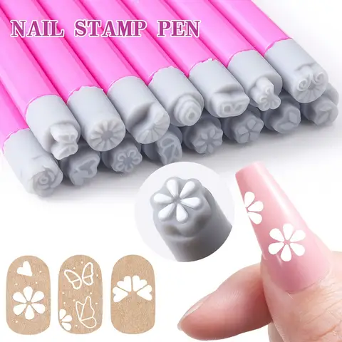 HOT 4/6/10/15pcs in one Set Silicone Nail Art Stamper Pen Nail Polish Stamp Set Print Tools