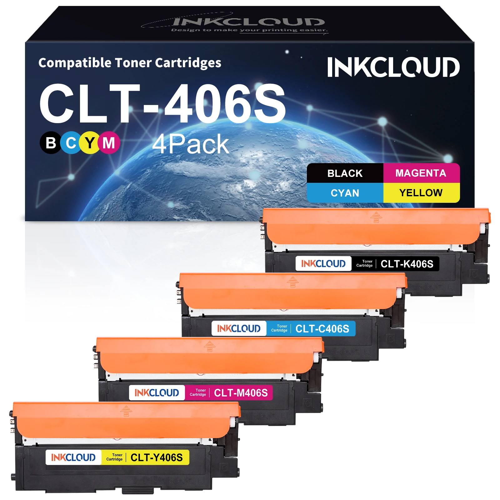 INKCLOUD 406S cartouche de toner Compatible pour Samsung CLT406S CLP-360 CLP-362 CLP-363 CLP-364 CLP-365 CLP-365W P-367W CLP-368