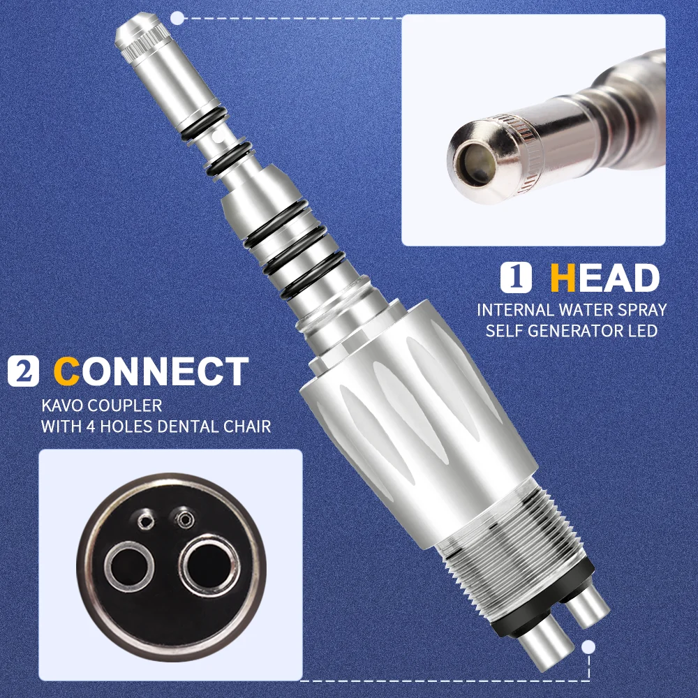 Piezas de mano de alta velocidad para dentistas, acoplador LED, conectar con B2 M4, agujero de M6, compresor de aire