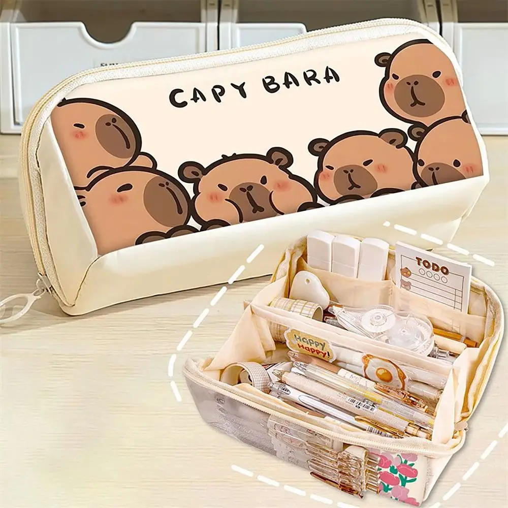 

High Quality Capybara Pen Bag Large Capacity Cartoon Pencil Case Multi-functional Durable Stationery Storage Pouch Student