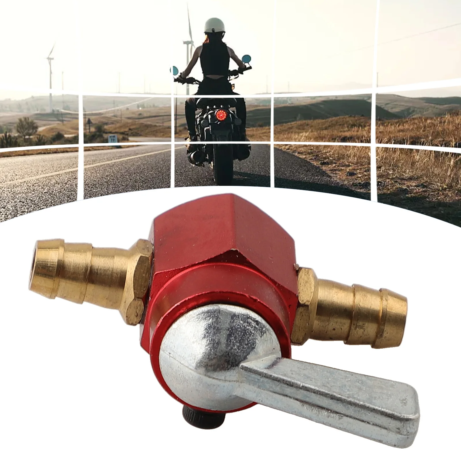 

1pc Motorcycle Inline Petrol On-Off Fuel Tap Gas Petrol Valve Switch Petcock 8mm Red Aluminum Alloy Fuel Supply