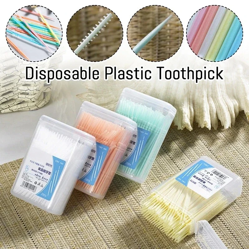 100 Pieces Portable Ultra Fine Toothpick Disposable Family Box Packed Pick Double Head High End Personality Creative Fruit Stick