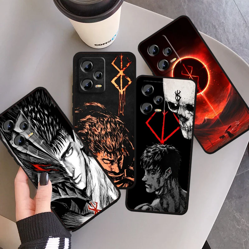 Comic Cool Popular Berserk For Xiaomi Redmi Note 13 12R 12 12S Turbo 11 11T 11S 10 10S Pro Plus 5G Black Soft Phone Case