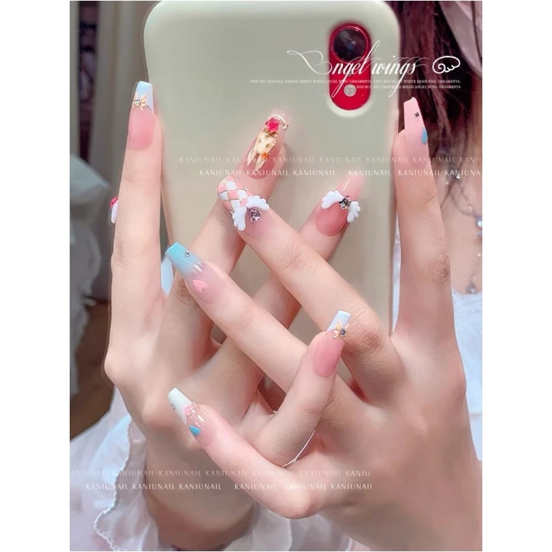 50個入り キュートな天使の羽 ネイルチャーム 大量 発光ウィング AB フラットバック レジン ネイルパーツ グリッター クリスタル ジュエリー DIY ネイルデコレーション