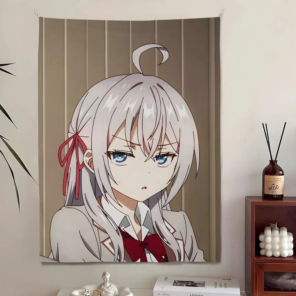 Alya Manchmal versteckt ihr bedruckter Wandteppich, niedliches Poster, Wandbehang, Kunstdekoration, ästhetischer Hintergrund, Stoff, Geburtstagsgeschenk