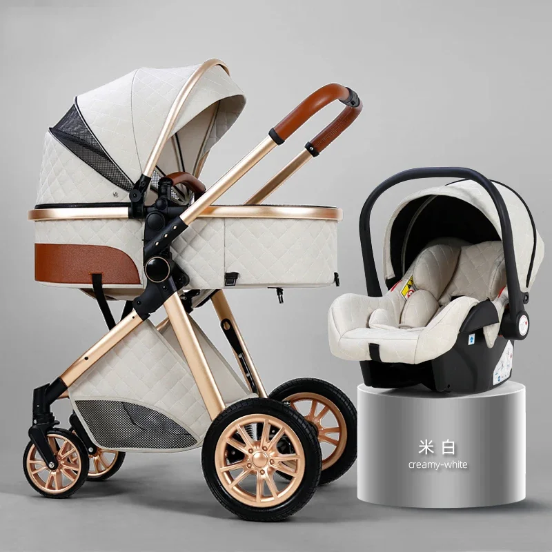 2024 New baby stroller High landscape 3 in 1 baby carriage Luxury Pushchair Baby Cradel Infant Carrier kinderwagen car 2in1