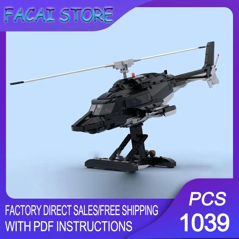 

Moc Building Blocks Special Ops Helicopter Airwolf Bell 222 Model Technology Bricks DIY Assembly Airplane Toys For