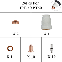 24Pcs Plasma Cutting Torch IPT-60 PT-60 PT60 IPT-40 PT40 Tip 51318C 0.9mm/1.0mm/1.1mm Electrode Shield Cap Stand Off