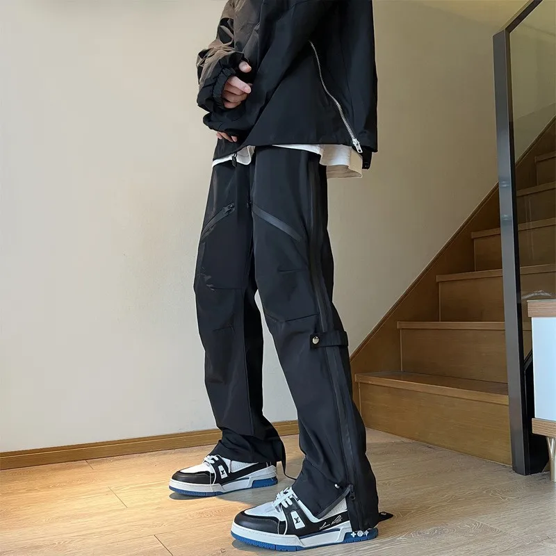 

Мужские свободные брюки-карго, черные спортивные шаровары с карманами в стиле хип-хоп, Джоггеры в стиле Харадзюку, осень 2023