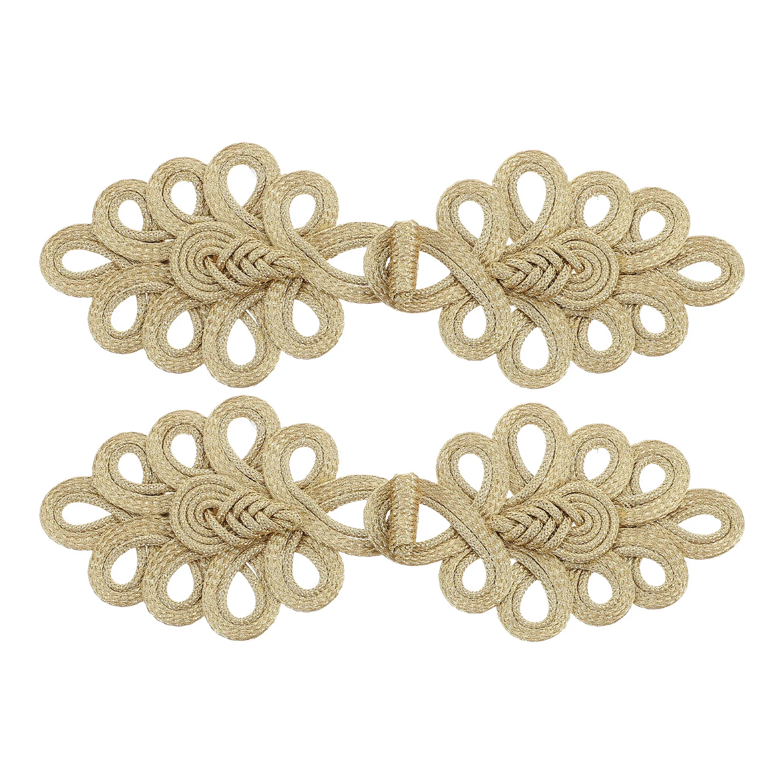 

2pcs Handcrafted Gold Thread Chinese Knot Closure Buttons Nine-Hole Design For Cheongsam Coat Cardigan Cloak Craft Fasteners