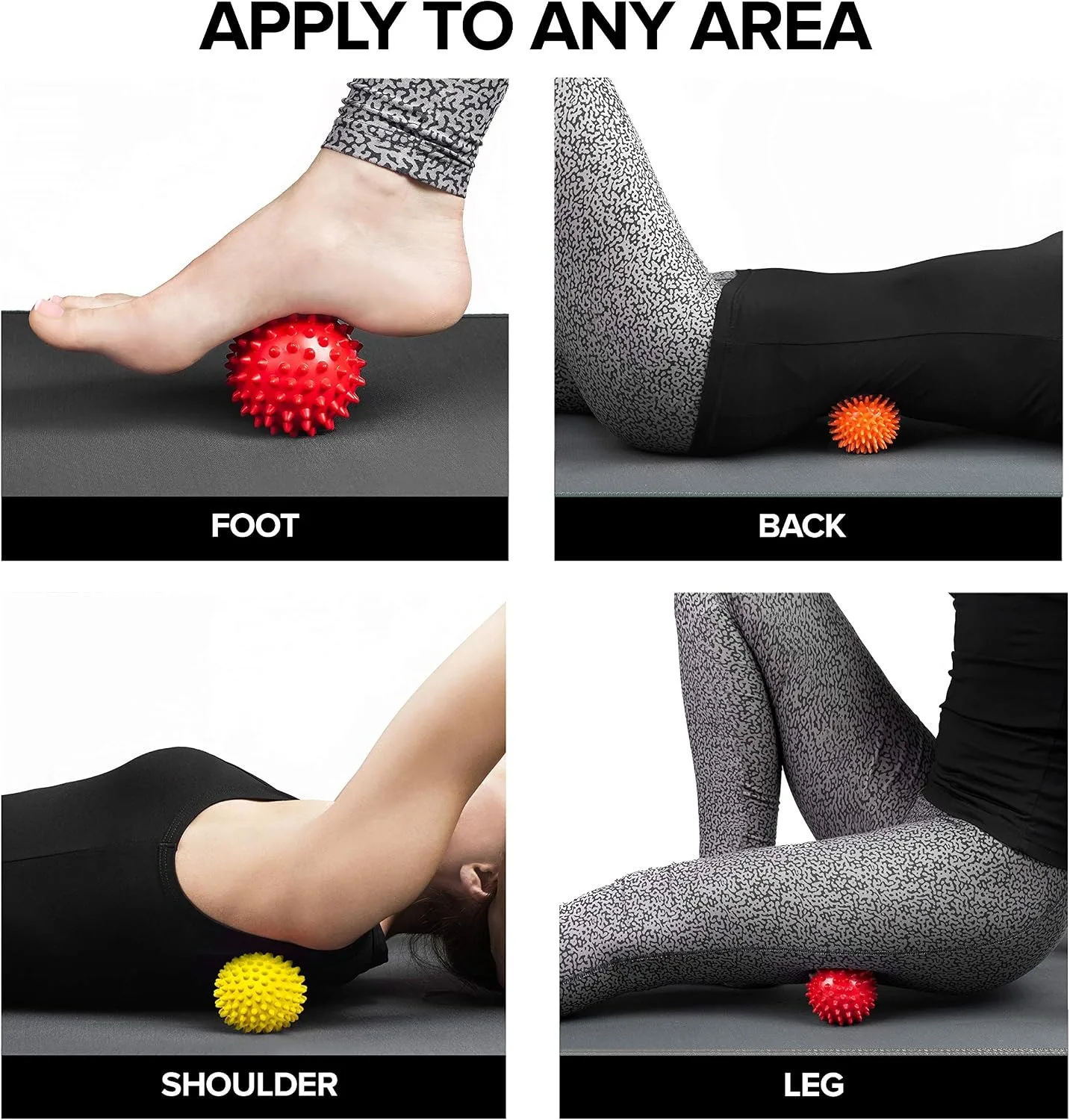 9cm Spiky Massage Ball, Hand Foot Waist Back Relax, Yoga Use, Plantar Fasciitis Relief & Acupoint Massage - view 3