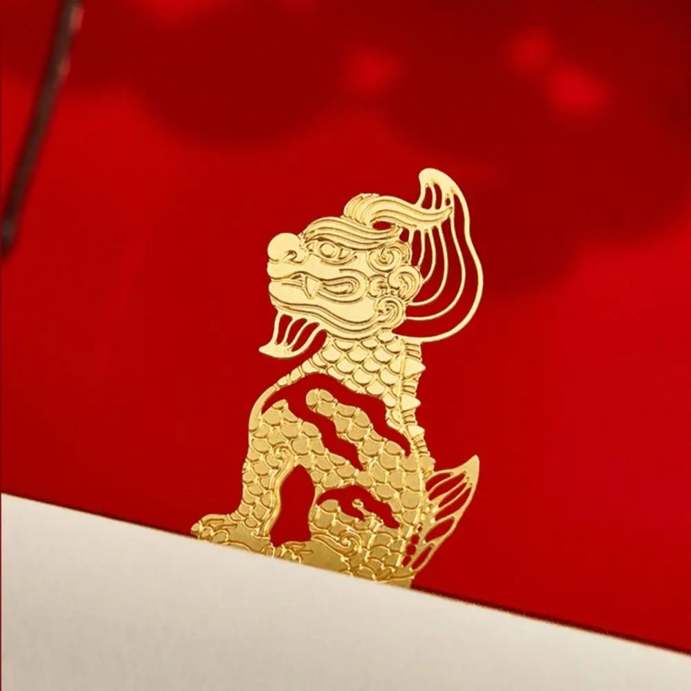 Reading Page Marker Metal Lucky Beast Bookmark Pagination Mark Chinese Style Hollow Blessing Bookmark Meaningful Gold