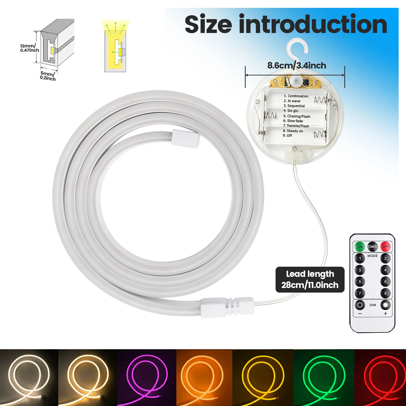 3AA Battery Box 5V Neon LED Strip Waterproof 2835 88LEDs/M Blue Red White Warm Flexible Neon Rope Tape Game Home Kitchen Design