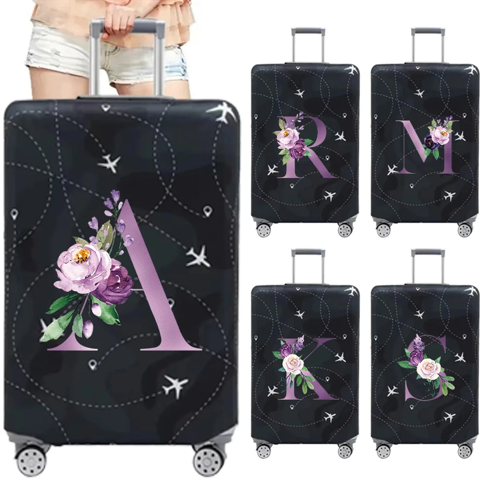 

Travel Bag Set with 18-32 Inch Elastic Fabric Cover Travel Accessories Luggage Protection Cover Purple Letter Series