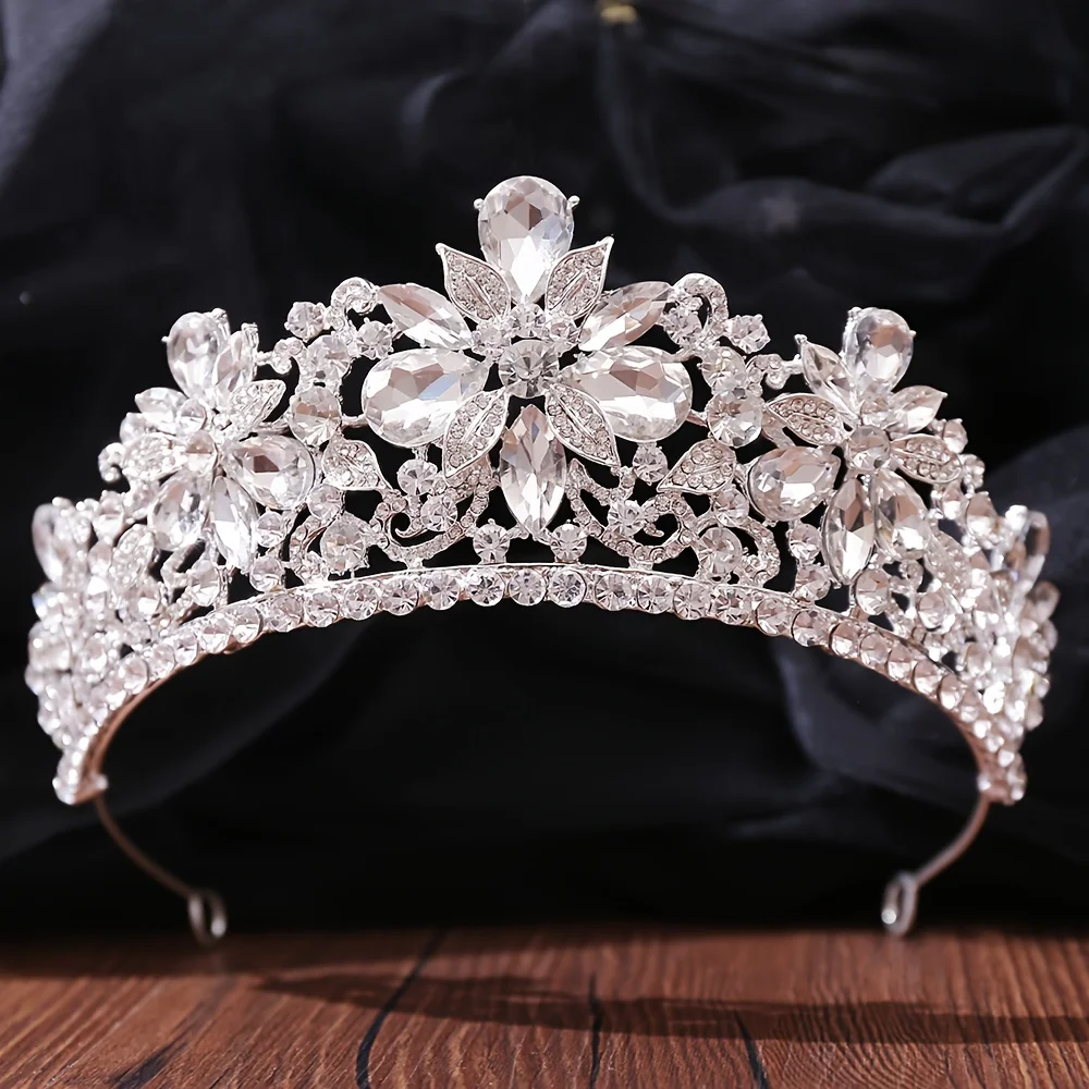 Baroque Crystal Crown Tiara For Women Bride Rhinestone Prom Princess Diadem Bridal Wedding Hair Accessories Jewelry Crown Tiara image 4