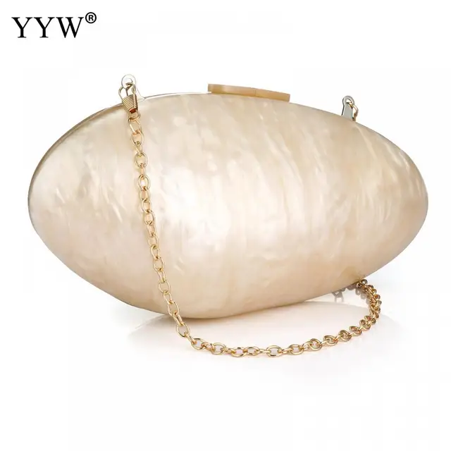 Perła akrylowa torby wieczorowe luksusowa kopertówka torebka Mini portfel damski łańcuch torba na ramię Crossbody wesele Shell torebka Sac