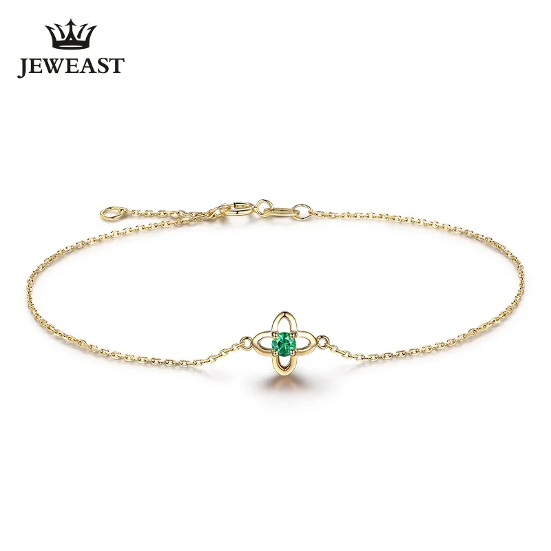 

Natural Emerald 18k Female Bracelets Fine Jewelry Gift Girl Thin Trendy Solid 750 Real Bangle Party Good Nice