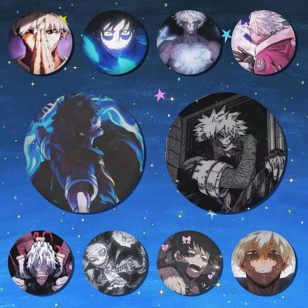 My Hero Acaa-dema-ia Dabi Mixed Theme Round Button Badge Set Anime Cartoon Music Game Fashion Pins For Bags Clothes Accessories