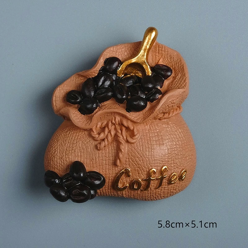 Unique Coffee Bean Magnets for Fridge Resin 3D Coffee Cup Fridge Magnets Creative Foodie Play Kitchen Wall Decor Travel Souvenir