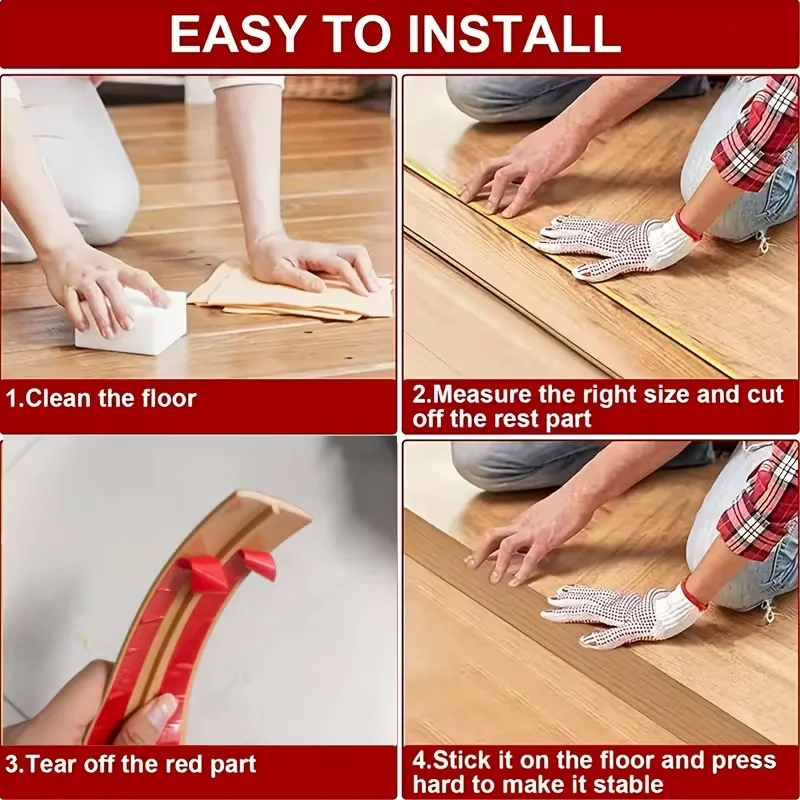 1 قطعة 1 متر/39.37 بوصة شريط انتقال الأرضيات البلاستيكية على شكل حرف T-سهولة التركيب، ختم عتبة متين للخشب الصلب والأرضيات المصفحة