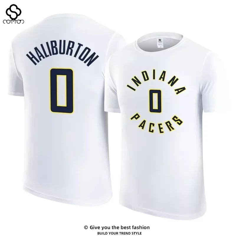 Halliburton 0 camiseta de manga corta Indiana City camiseta de allenamiento de baloncesto retro masculino y femenino 2025