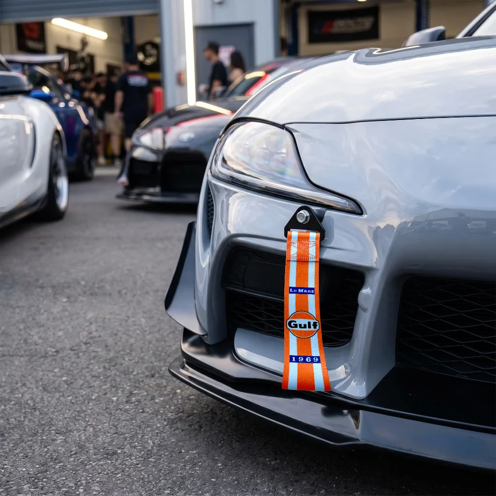 Car High-strength Nylon Tow Coche Racing Traction Rope Orange Stripes Owing Ropes Vehicle Bumper Trailer Accessories for Gulf