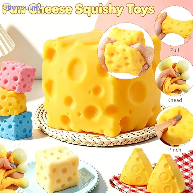 [SU]Square Cheese Big Giant Jumbo TPR Large Cheesy Squeeze Slow Rising Toys Cheese Pressing Stress Relief Toy[SU]