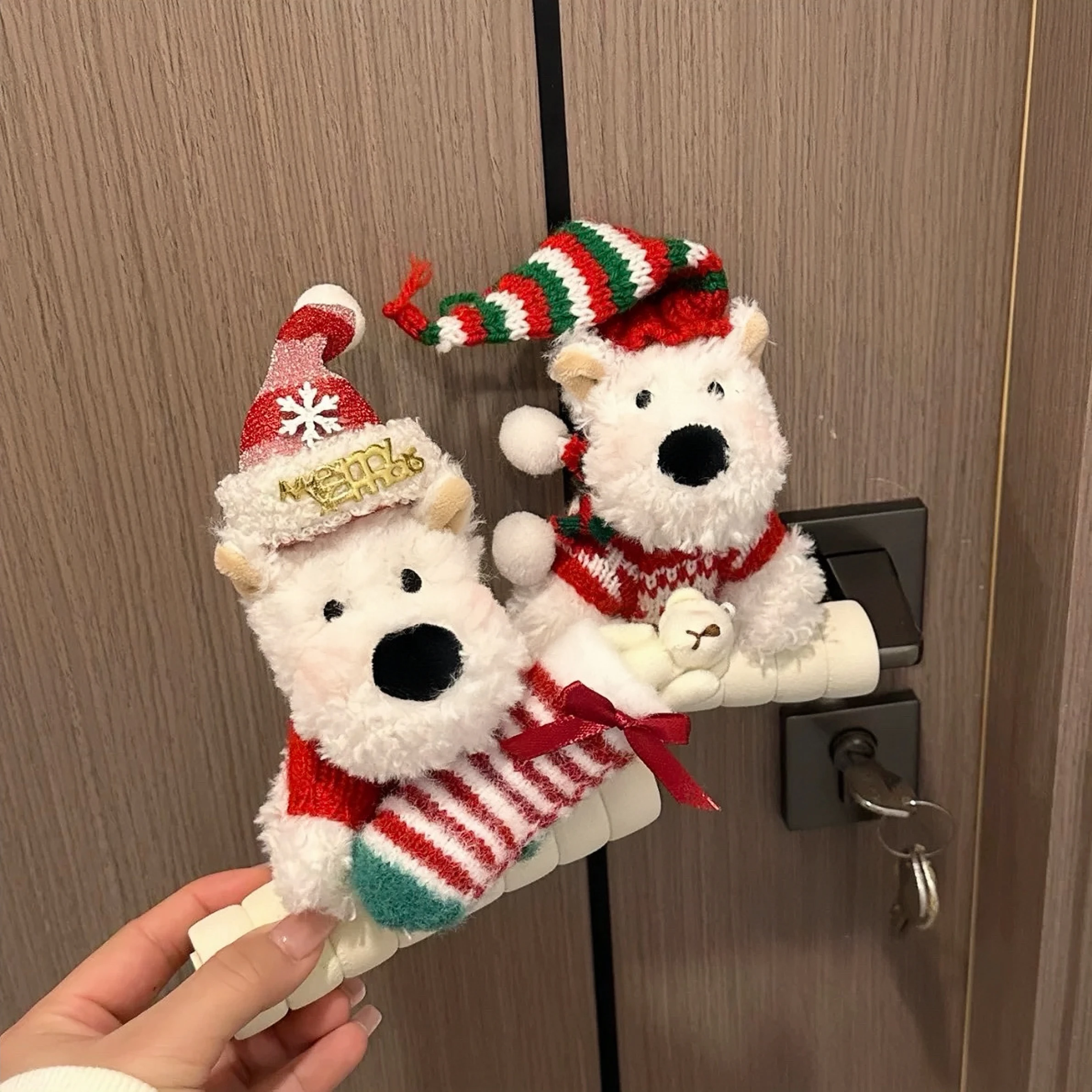 

Christmas Series Cute Westie Dog Door Handle Protector Anti-Collision Anti-Static Cover for Home