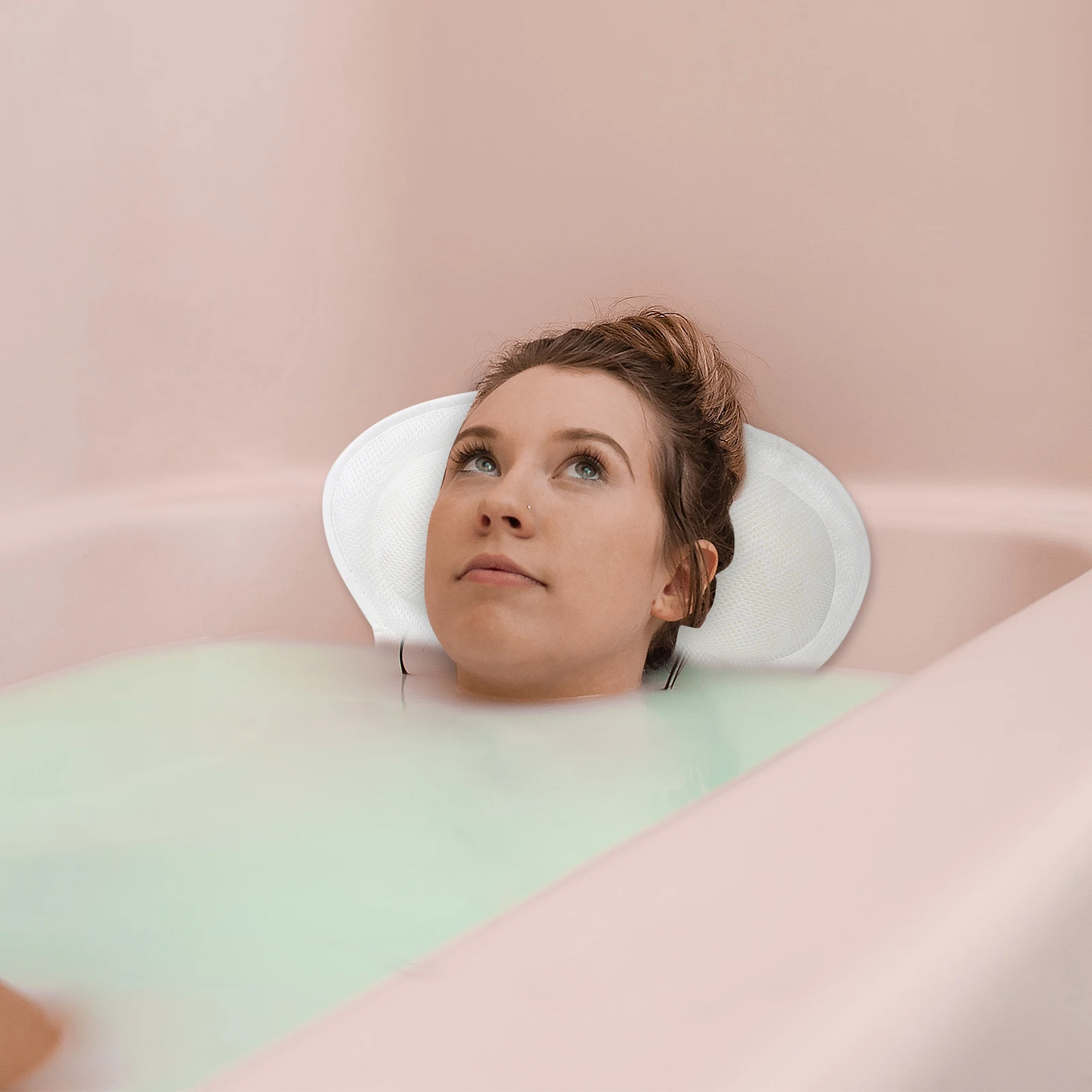 

Bathtub Pillow Bathroom Head Support Spa Neck Rest Suction Cup Durable Non Slip Foldable Bathing Comfort Accessories