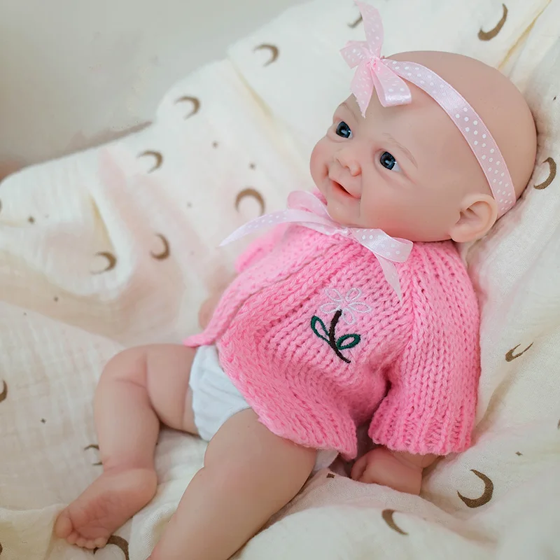 

Mouth Can Open Vivienne 12inch Super Soft Solid Platinum silicone Flexible Elastic Lifelike Reborn Baby Girl Doll for Collectors