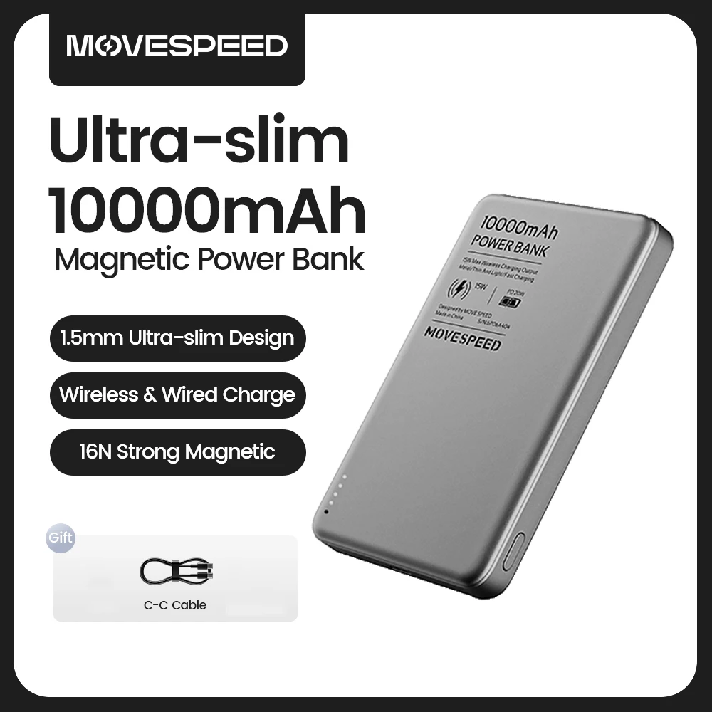 Magnetická powerbanka 5000 mAh s ultratenkým bezdrátovým nabíjením pro iPhone