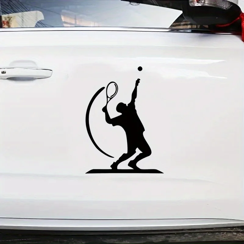 1PC Tennis Player Vinyl Car Sticker Racket Sports Serve Outline Decal for Vehicle Motorcycle Guitar Laptop Decor