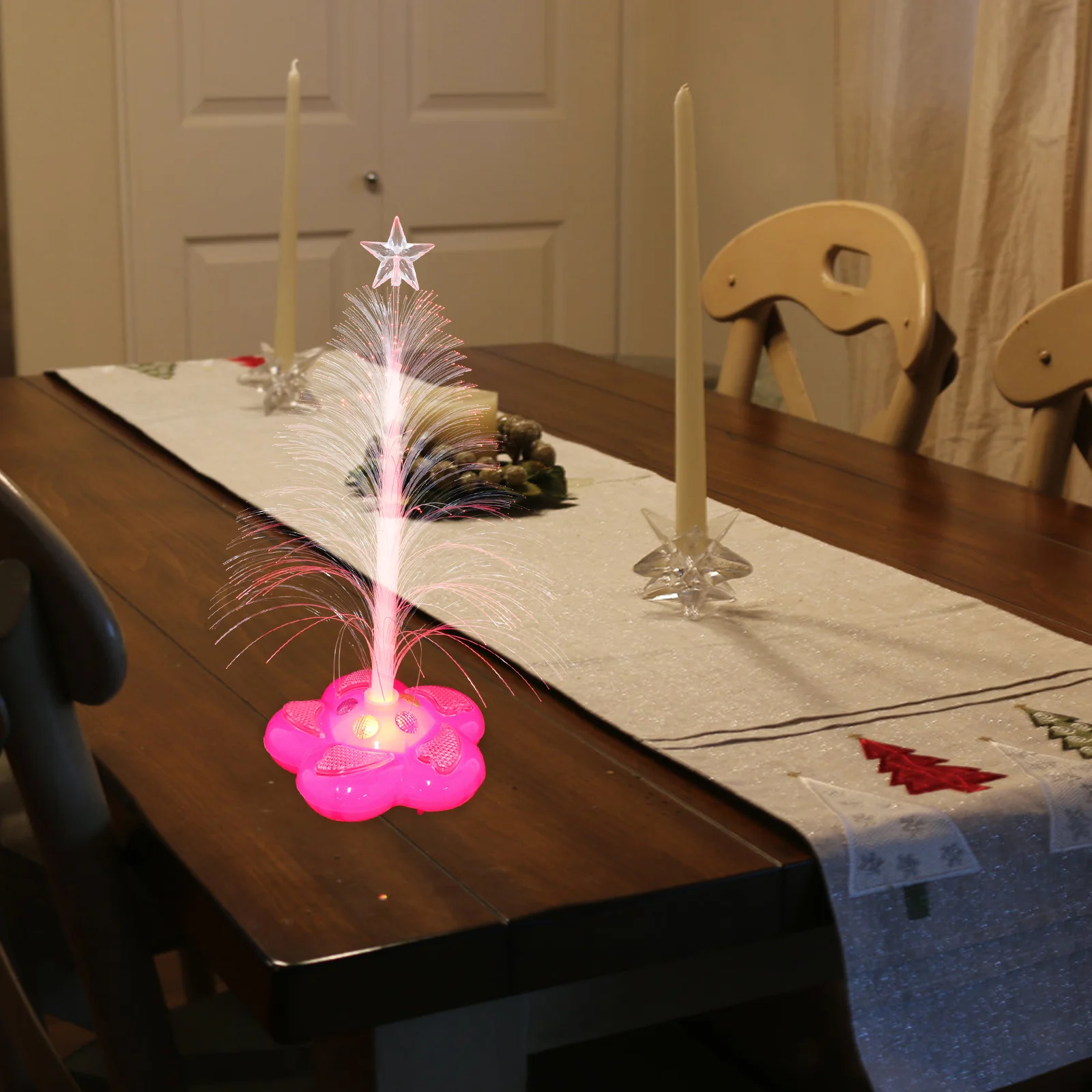 Flashing Christmas Tree Led Fiber Optic Light Colorful Sparkle Desk Lamp For Home Bar Cafe Wedding Party Decoration Fiber